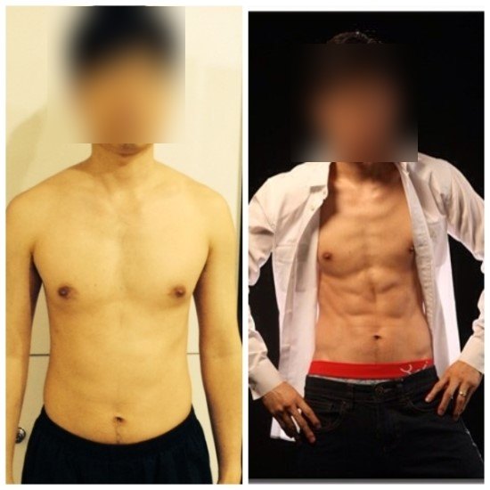 수영하는 직장인 회원 7주 전후 몸 변화 사진